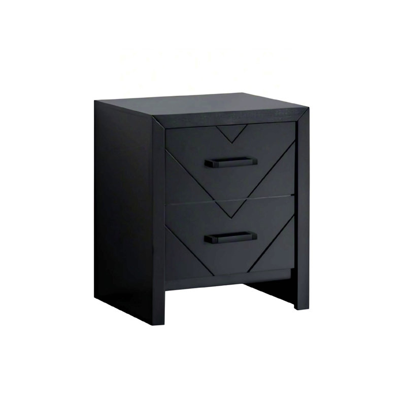 Table de chevet 2 tiroirs pour chambre à coucher, Noir