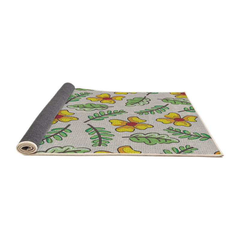 Tapis floral beige / jaune / vert Mervela, Rond 6 pi