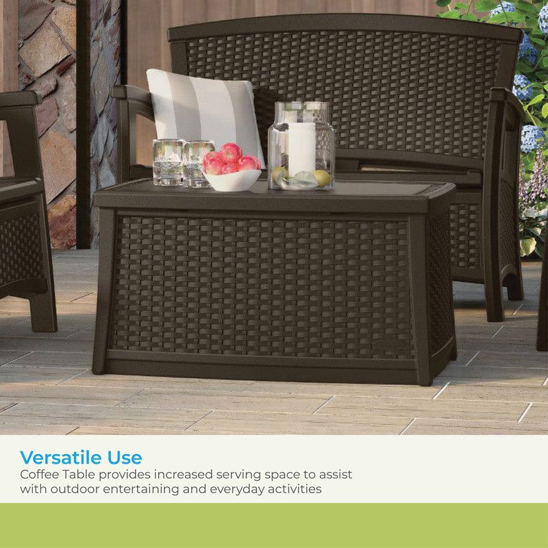 Java Resin Wicker 30-Gallon Outdoor Storage Table