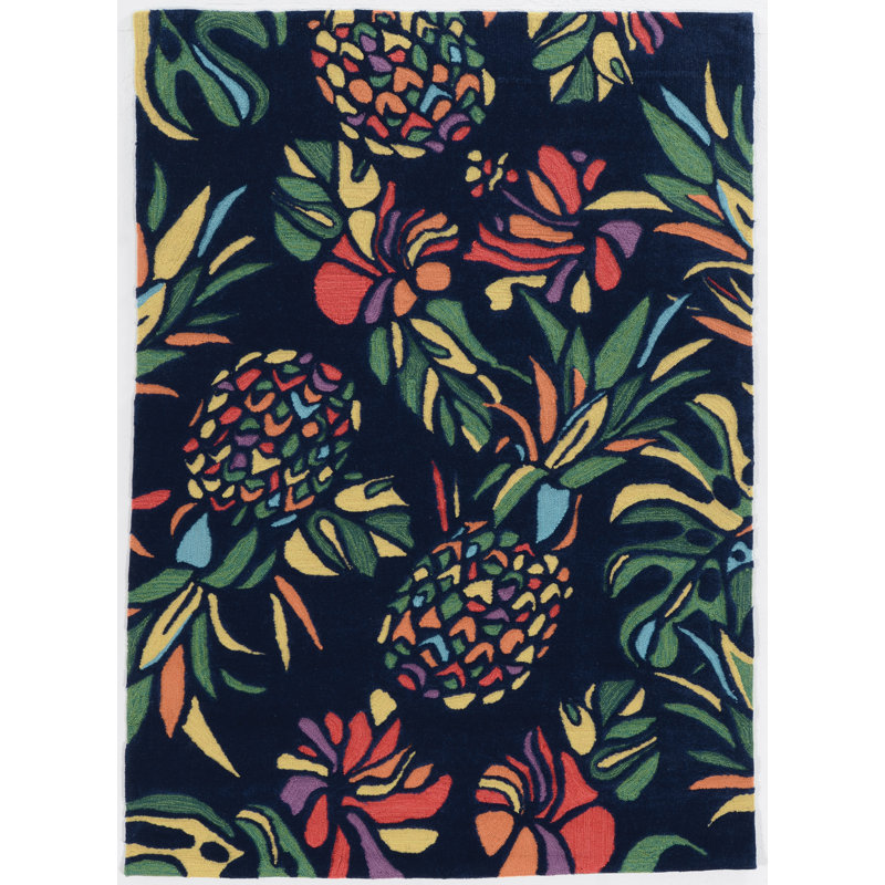 Mehcad Handmade Rug Navy And Multi, Rectangle 5' x 7'