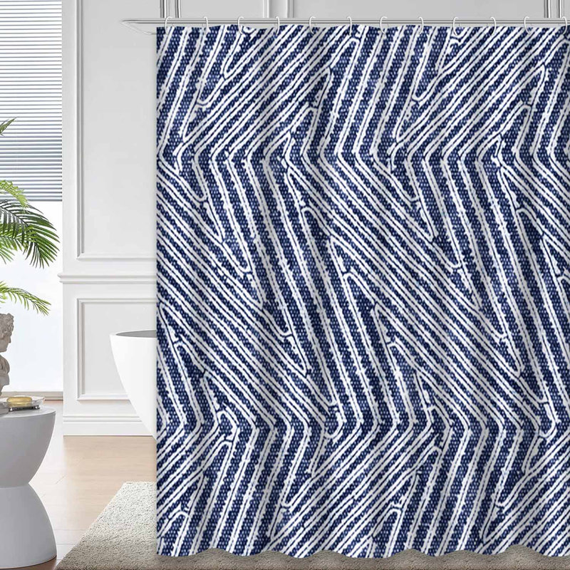 Rideau de douche abstrait à rayures avec motifs abstraits et rayures, L 72 po x l 78 po