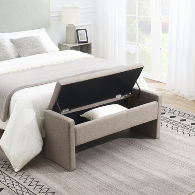 Modern Bed End Bench With Storage,Upholstered Large Foot Rest Stool, Comfy Window Vanity Bench For Living Room,Bedroom