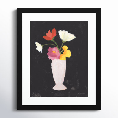 Floral On Black I Framed On Paper by Archbell Print