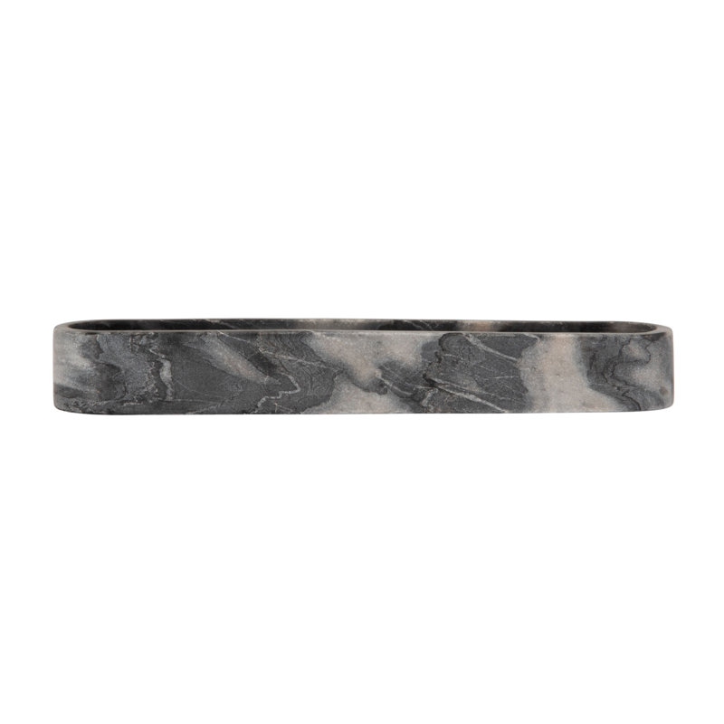 Grey Marble Oval Dish, Gray