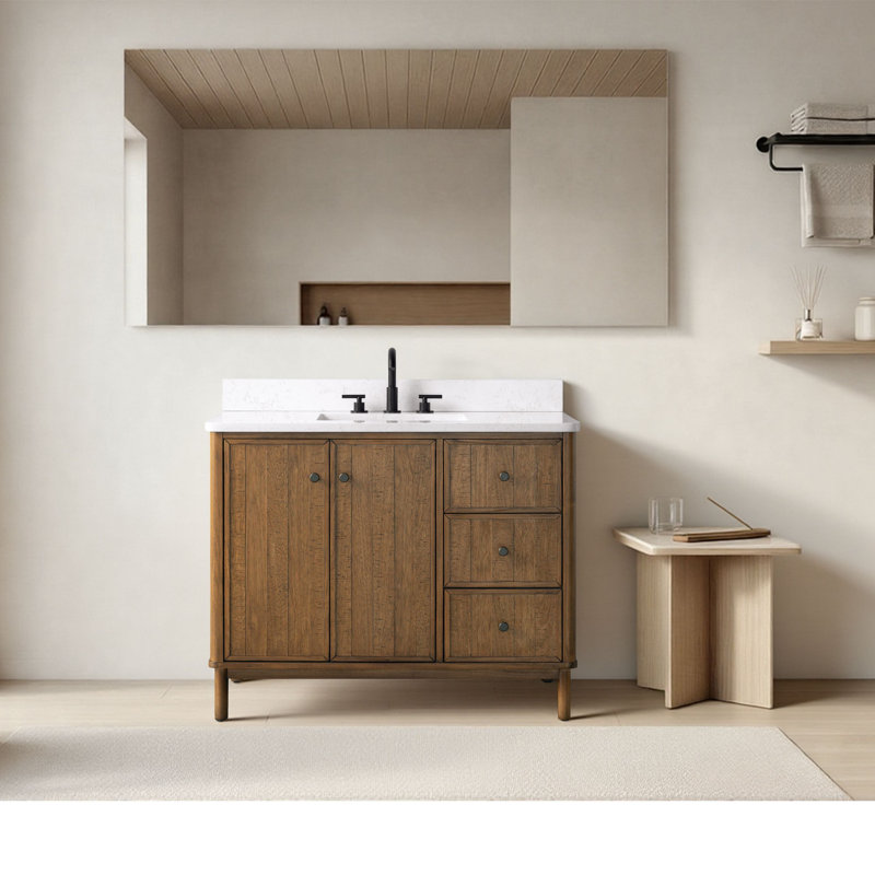 Meuble-lavabo simple 42 po avec comptoir en pierre Milano , 42", Tanné