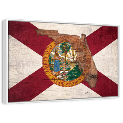 State Map Over Florida Flag