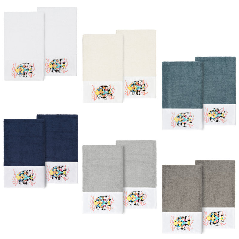 Ensemble de serviettes de bain 2 pièces en coton FELIZ, Gris foncé