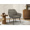 Chaise d'appoint, h 29 po, rembourré, salon, tissu brun clair, pieds en métal noyer, contemporain, moderne