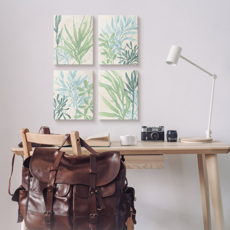 «Layered Plants Botanical Leaves» par June Erica Vess - ensemble de 4 impressions sur toile tendue