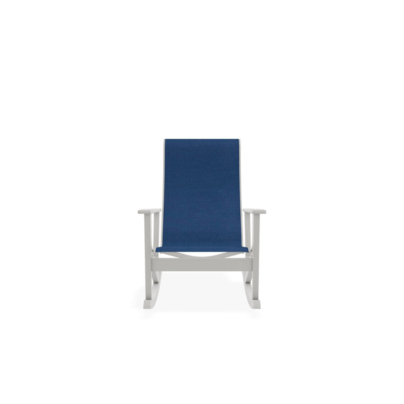 Wexler Polymer Outdoor Lounge Chair, Snow, Cobalt 35D Sunbrella®