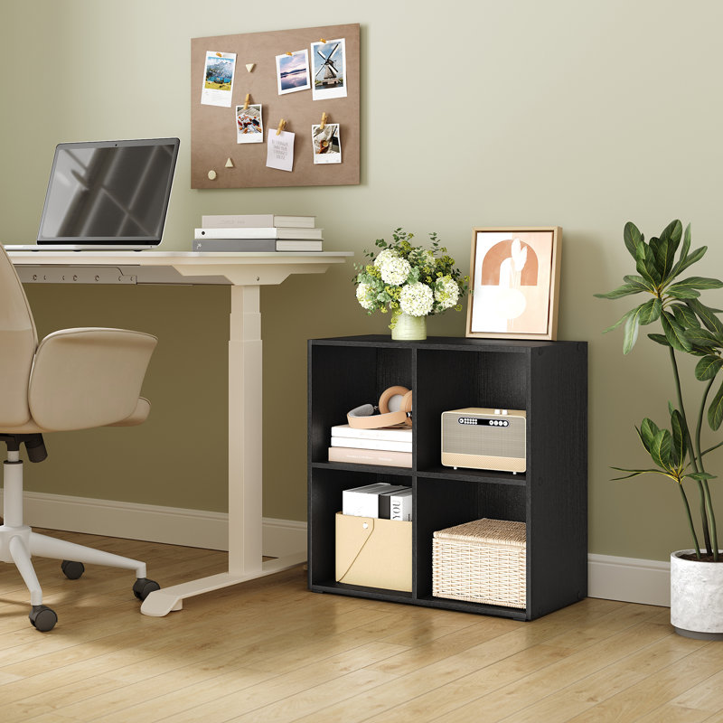 Cube Bookcase, Black, (2 Shelves) 59.8cm H  x 59.6cm W  x 29cm D