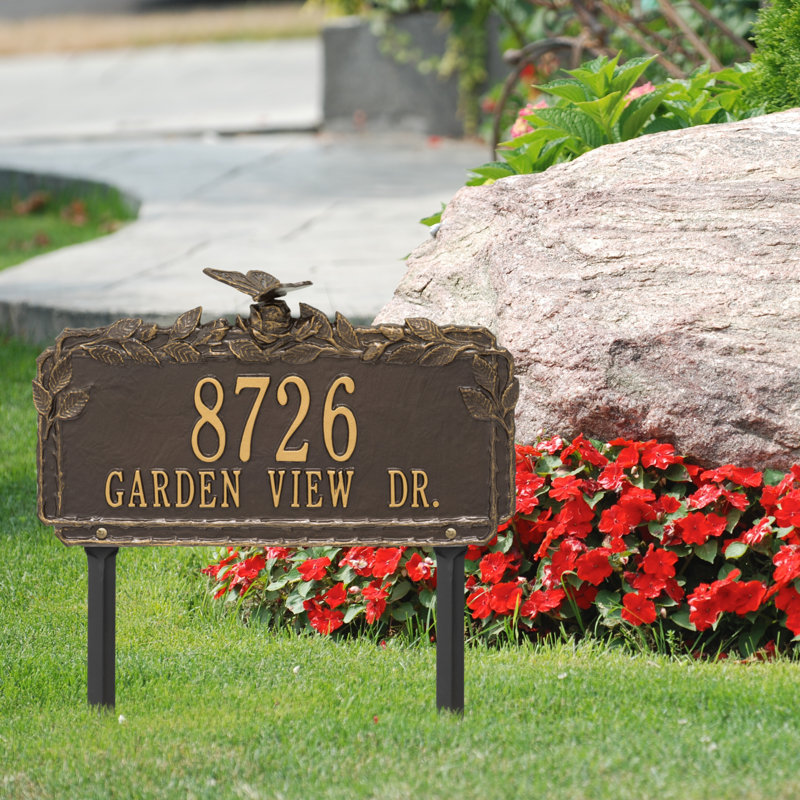 Butterfly Rose Personalized Garden Sign, Bronze/Gold, Yes
