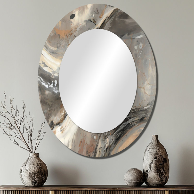 Morning Effervescence I - miroir mural ovale gris, 40 po x 30 po