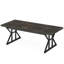 Bureau d'ordinateur rectangulaire avec plateau en bois brun foncé et base en métal noir pour le bureau-237930834