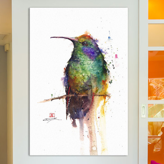 « green oiseau », peinture sur toile tendue, H 26 po x l 18 po x P 1,5 po, Toile tendue, Pas de tapis