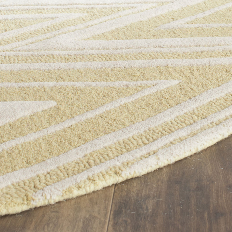 Sanyla Hand Tufted Wool Chevron Rug, Round 6'