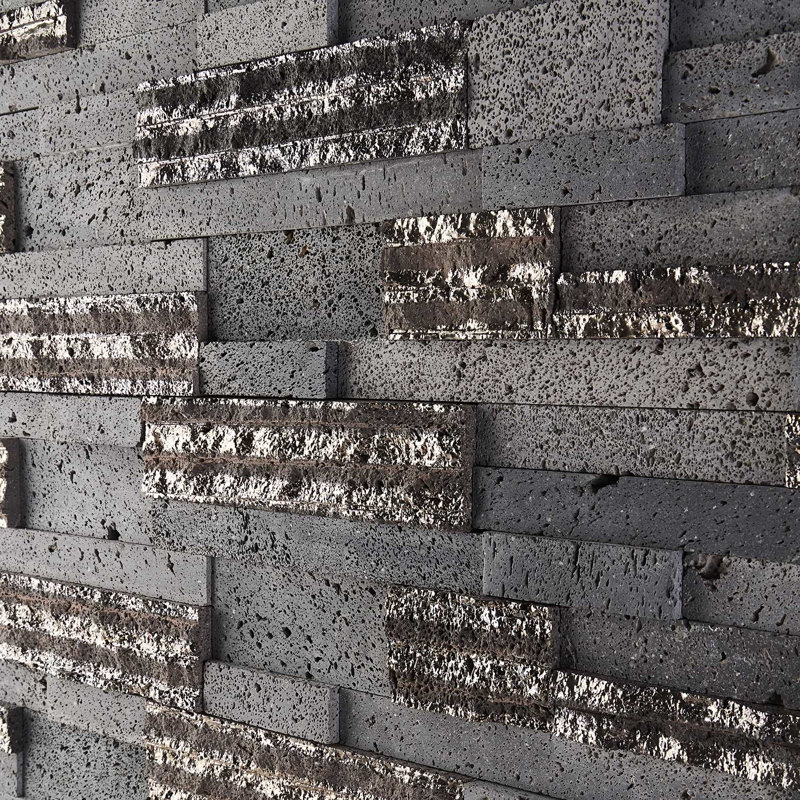 Stackstone 8x24 Textured 3D Brick Lava Stone Mosaic Tile