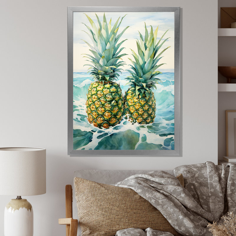 " Juicy Pineapple Bliss III ", Silver Picture Framed, 32" H x 16" W x 1" D