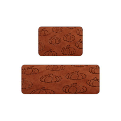 Embossed Pumpkin, Kitchen Mats Set of 2