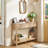 Fluted Wood Console Table with 3 Drawers-266278196