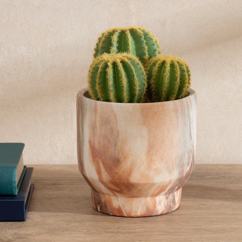 20cm Faux Cactus in Cement Pot