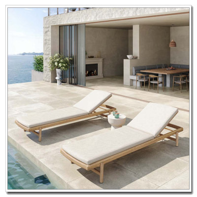 Chaise longue en bois d'acacia avec cadre lisse et poli
