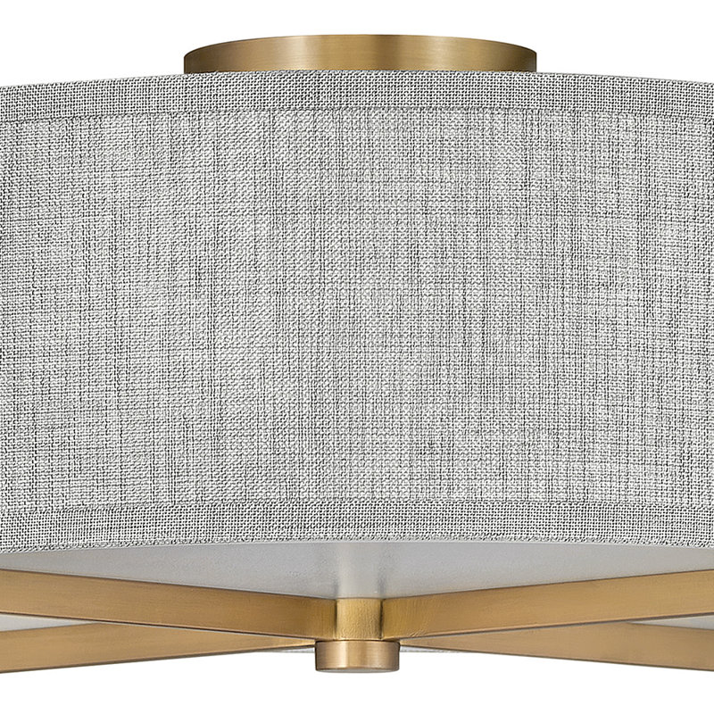 Plafonnier semi-encastré 3 lumières 19,5 po Axis, Laiton héritage, Gris chiné