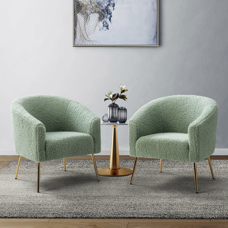 Audwin 27.5" W Polyester Barrel Chair, Sage 100% Polyester