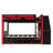 Full Size Bunk Bed with Trundle, Desk, Bookshelves, LED Light, Multifunctional Loft Bed, Red+Black