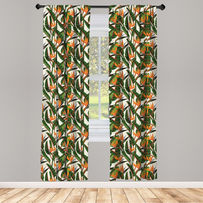 Botanical Semi-Sheer Rod Pocket Curtain Panels, 28" x 84"