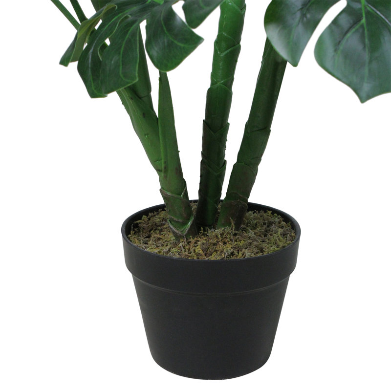50" Green and Black Plastic Monstera Plant in Pot