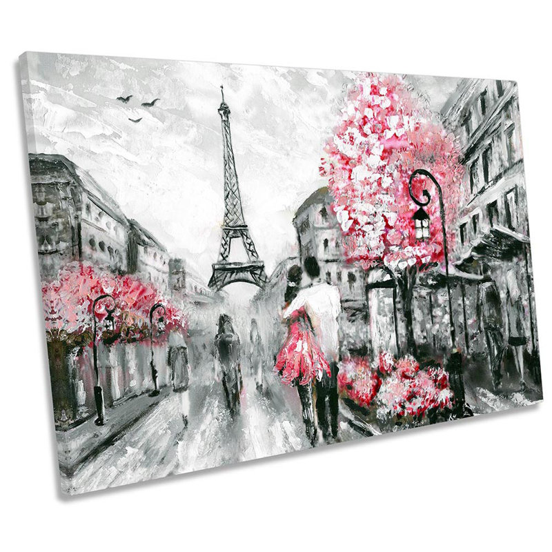 Eiffel Tower Street Floral - Wrapped Canvas Painting, 30.5cm H x 45.7cm W