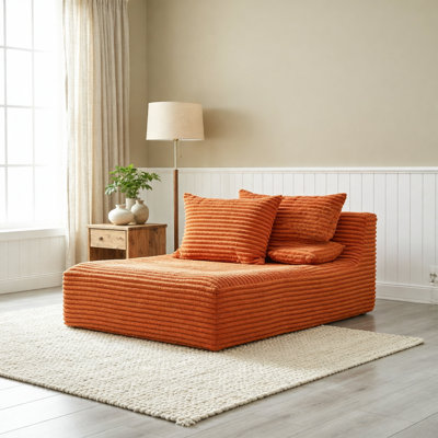 Très grande chaise longue d'intérieur, canapé rembourré en velours côtelé moderne, aucun assemblage requis, canapé-lit confortable pour le salon, le bureau