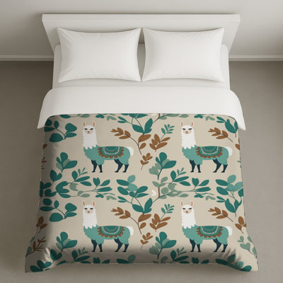 Llama With Green Leaves Duvet Covers