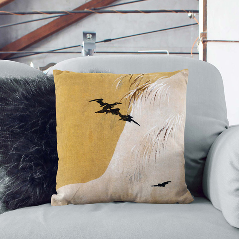 Floral Square Throw Cushion, Black, 55 x 55 cm