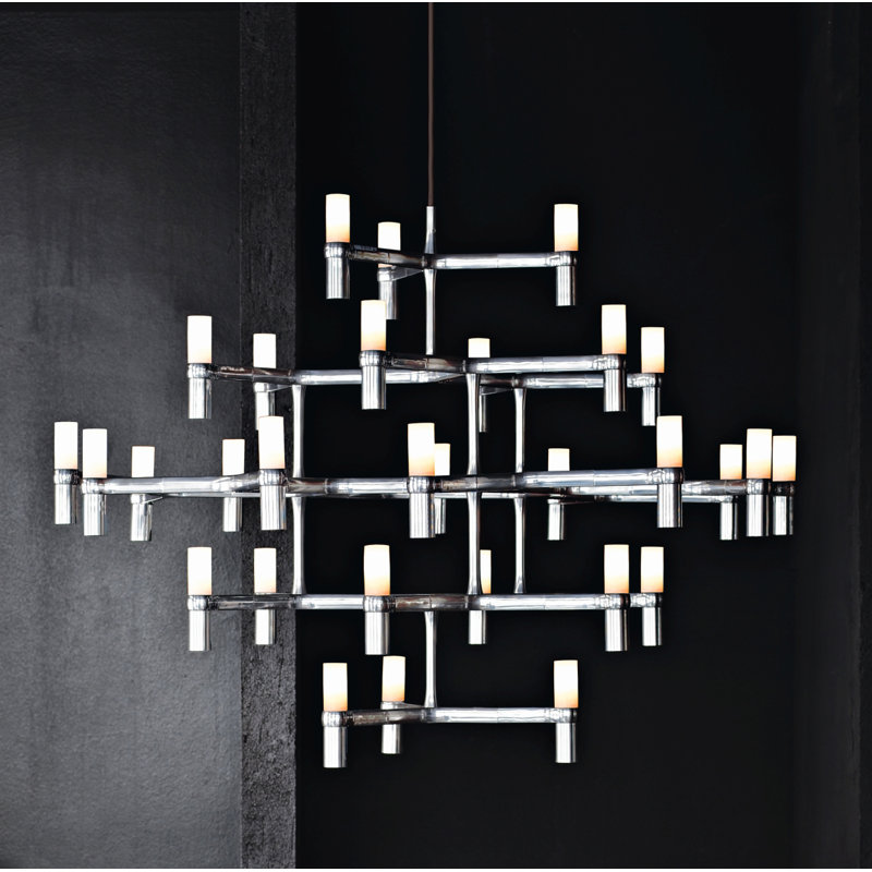Crown Major 30-Light Sputnik Chandelier, Polished Silver, Shade Included: No