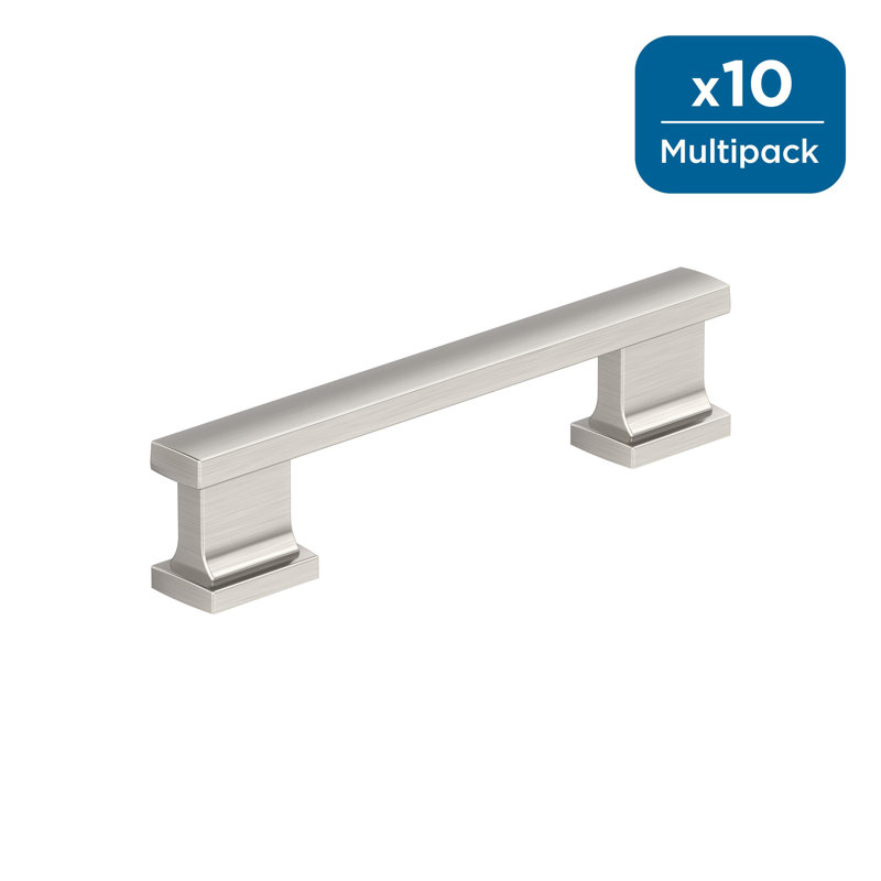 Triomphe 3-3/4 inch (96mm) Center-to-Center Satin Nickel Cabinet Pull - 10 Pack, Satin Nickel