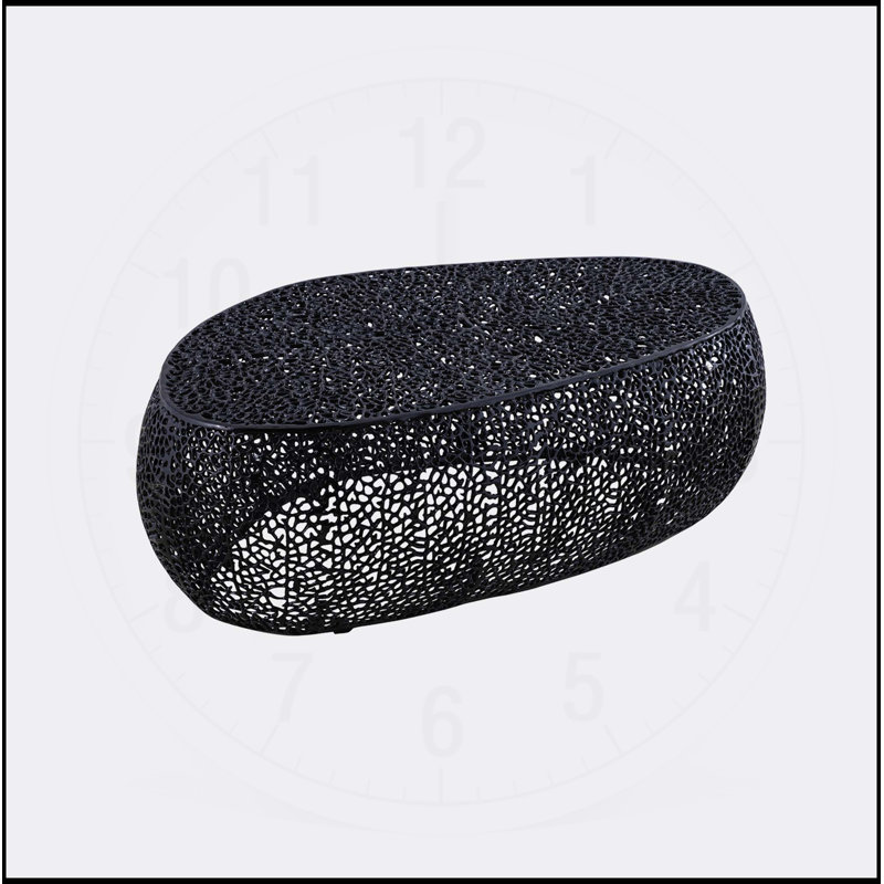 Table basse élégante avec cadre en aluminium coulé durable, parfaite pour les décors modernes et contemporains, Noir