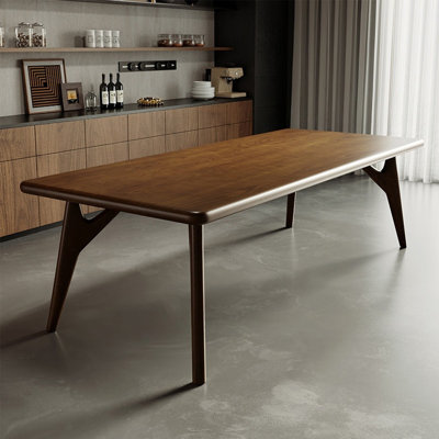 Nut-brown Rectangular Solid Wood Dining Table