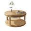 Table basse ronde en bois massif de 80 cm (31,5 pouces) - Plateau épais à deux niveaux, pieds robustes, table ronde pour salon (bois naturel)-333367497