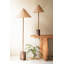  Lampe sur pied rouge en marbre et rotin avec abat-jour éclairage artisanal décoratif pour finition rouge et naturelle de salon