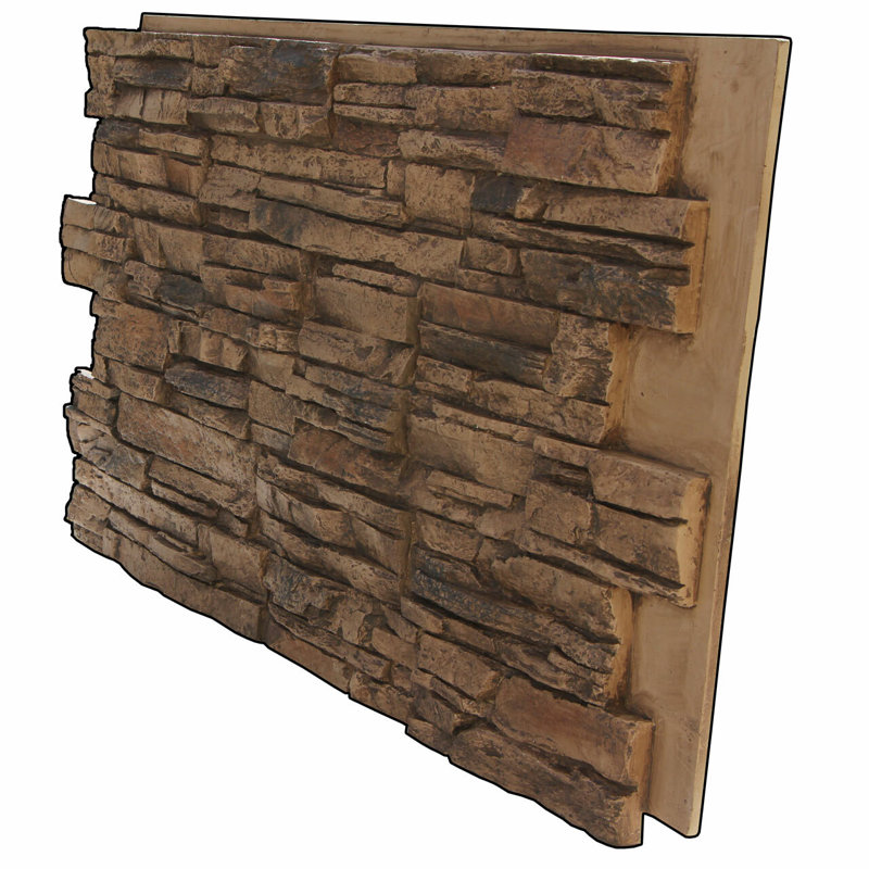 Panneaux muraux en fausse pierre Lightning Ridge 24,75 po x 47,63 po, Pacane