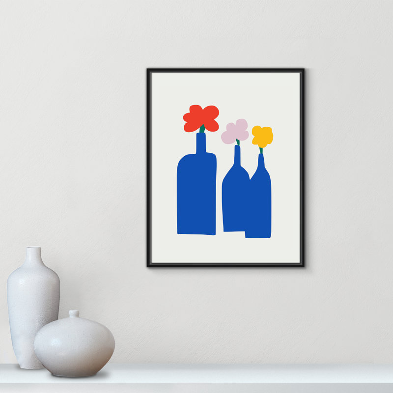 «Bold Blooms Trio Print» par Dean, Framed Canvas, L 23,5 po x H 29,5 po, Cadre flottant noir