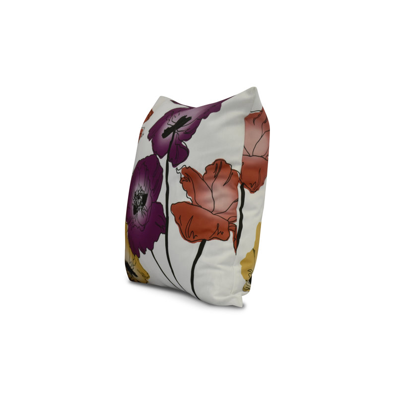 Flora And Fauna Floral Reversible Throw Pillow, 18" H x 18" W x 2" D, Purple