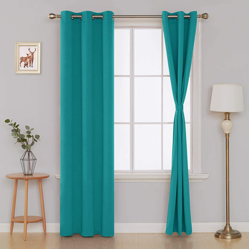 Bix Solid Blackout Thermal Grommet Curtain Panels, Light Beige, 38" W x 72" L
