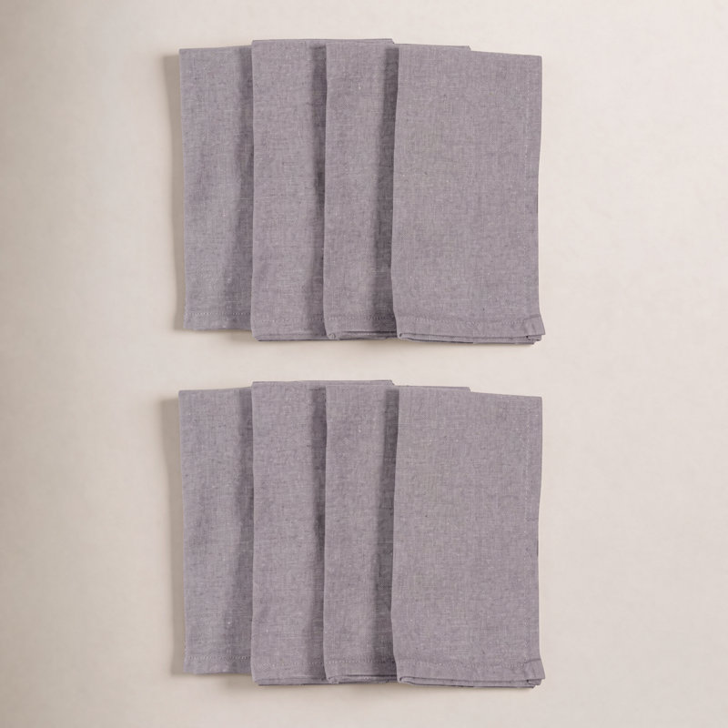 Ensemble de 8 serviettes de table Asberry Chambray, Gris foncé