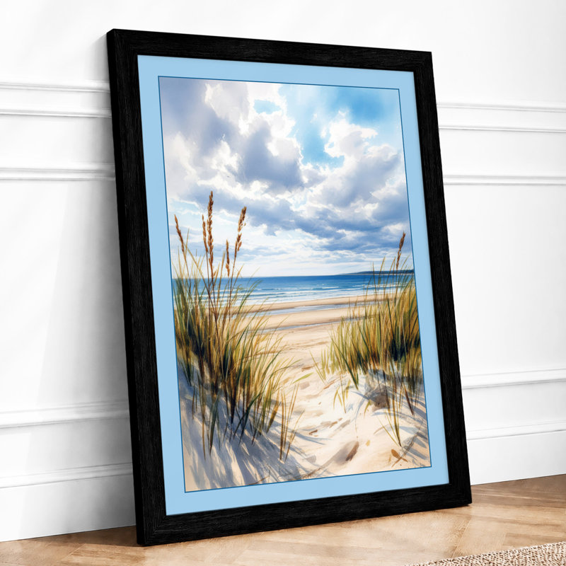 Quiet Shore Coastal - Framed Print, A4 - 29.7 x 21.0 cm, Black