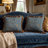 Baroque Tassel Throw Pillow, Vintage Paisley Square Cushion with Fringe, Blue Gold Woven Decorative Pillow for Sofa Bed Living Room, Classical Elegant Home Accent, Traditional Jacquard Pillow (Set of 2)