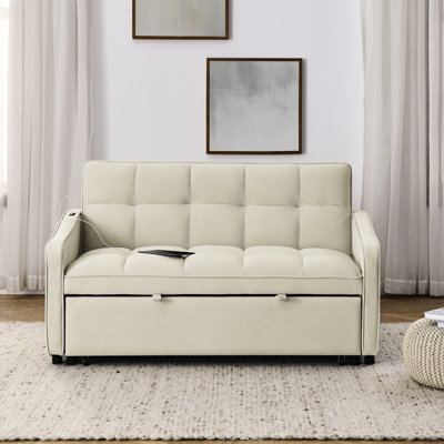Lit avec dossier réglable et charge, velours beige, 2 pour le salon, lit escamotable en velours, option de charge