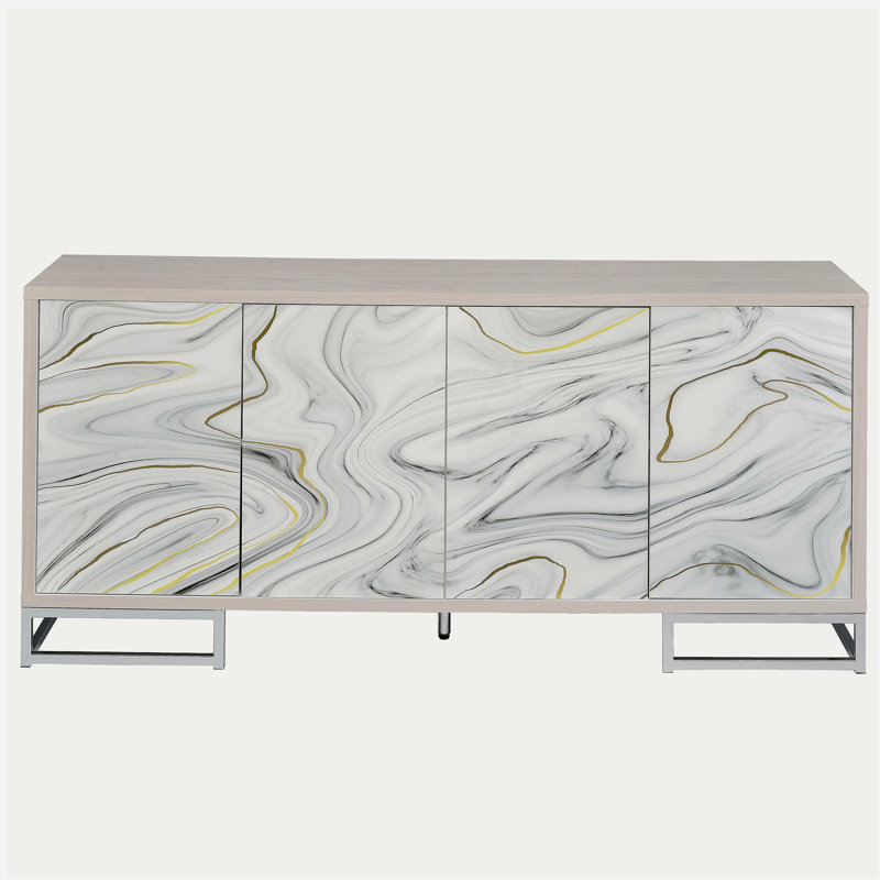 Armoire console Panos White Marcle Paint & Chrome